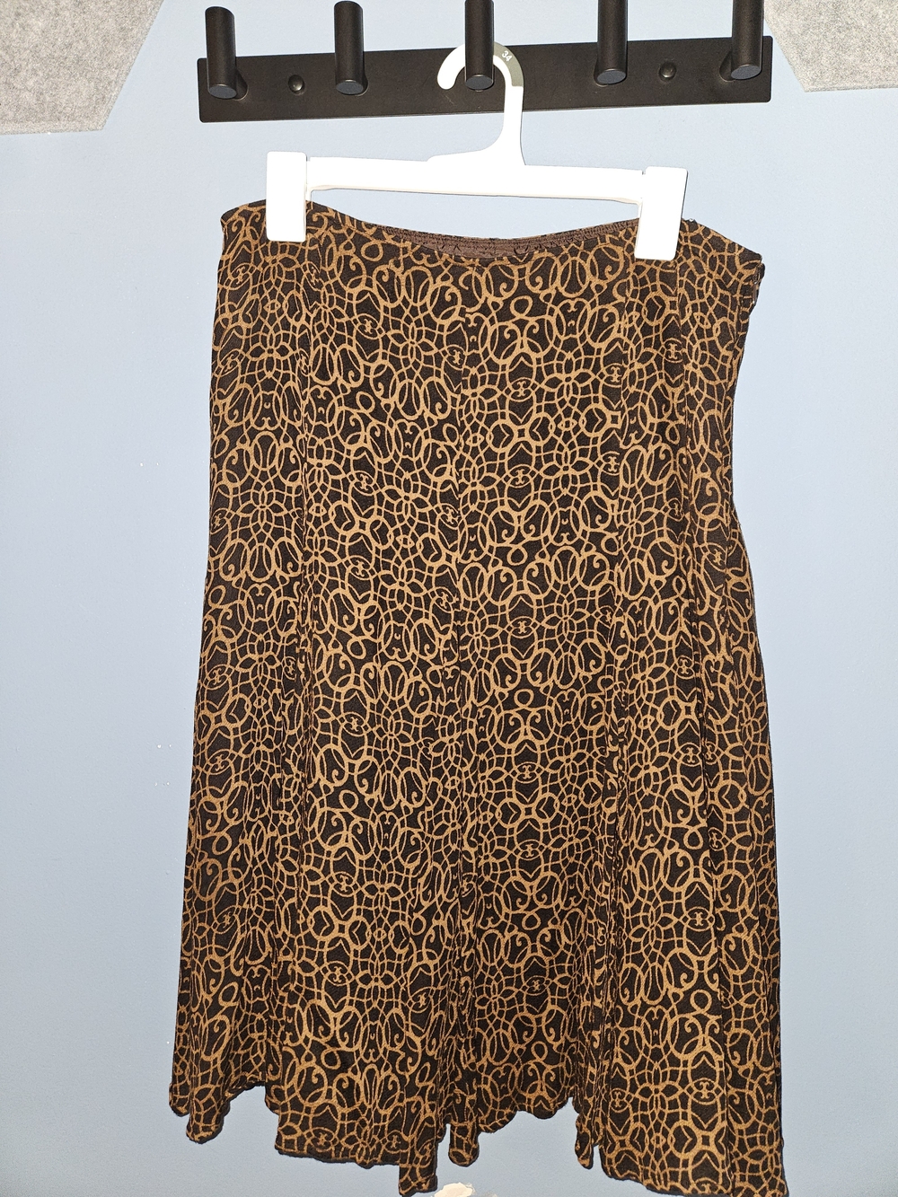 Jones New York Brown and Black Patterned Skater Skirt